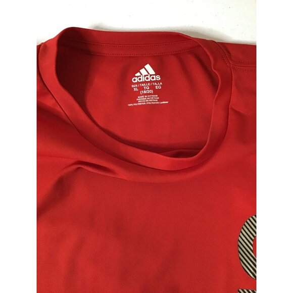 ADIDAS- BOYS SHORT SLEEVE FRONT LOGO GRAPHIC T-SHIRT RED SIZE X- LARGE - Picture 3 of 6